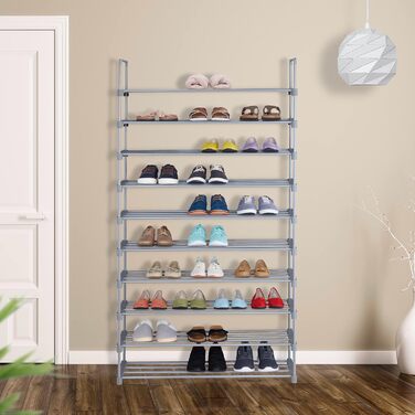 Relaxdays XXL Schuhregal, 10 Ebenen, modular, HxBxT: 175,5 x 93 x 30,5 cm, Metall, (Grau)