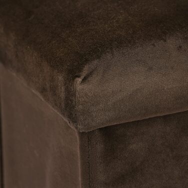 Relaxdays Sitzhocker, faltbar, 38x38x38 cm, Stauraum, MDF & Samt, Braun