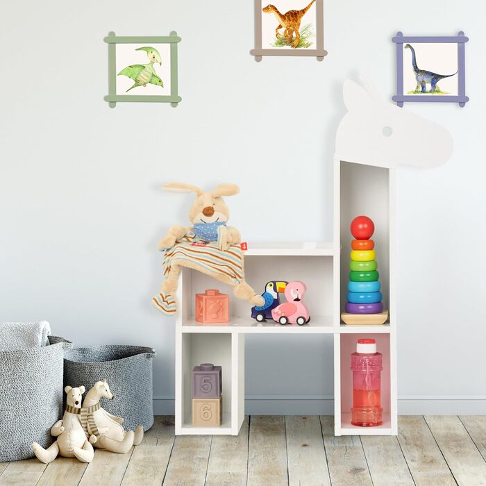 Relaxdays Kinderregal Bär, 2 Schubladen, 2 offene Fächer, H x B x T:  Bücherregal Kinder, (69,5 x 52,5 x 20 cm, Weiß)