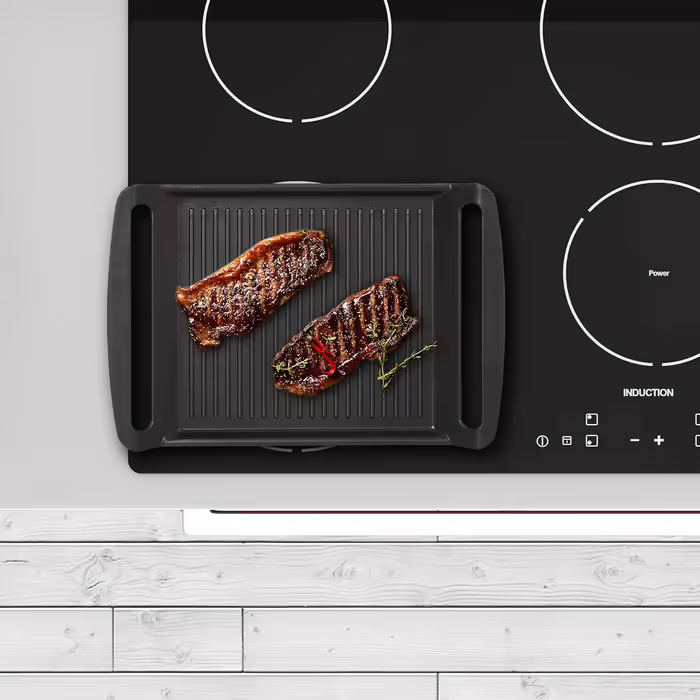 Relaxdays Grillplatte, Gas- & Elektroherd, Fleisch Gemüse Fisch grillen, Antihaft Grillpfanne, anthrazit, 3.7 x 26 x 39 cm