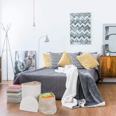 Relaxdays Wäschekorb Bambus, 30 l, faltbar, halbrund, mit Deckel, grau, für Bad & Schlafzimmer