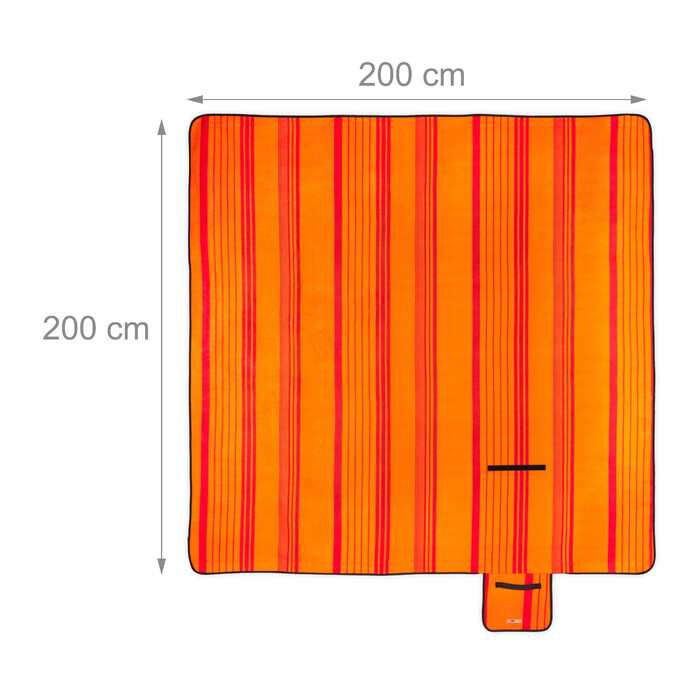Relaxdays Picknickdecke 200x200cm orange gestreift