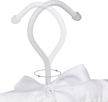 Relaxdays Kleiderbügel Satin, 10er Pack, weich gepolstert, 360° drehbarer Haken, dekorative Schleife, 38 cm breit, weiß