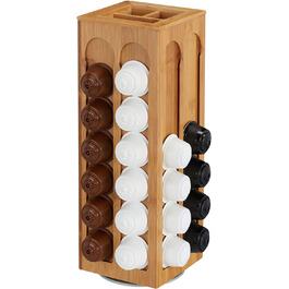 Relaxdays Kapselhalter für Dolce Gusto Kaffeekapseln, drehbar, Kaffee Kapselspender, Bambus, HBT: 40,5x14x14 cm, natur