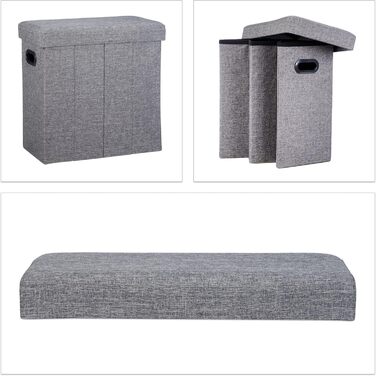 Relaxdays Faltbarer Sitzhocker mit Stauraum, 49,5x46x25,5 cm, Dunkelgrau