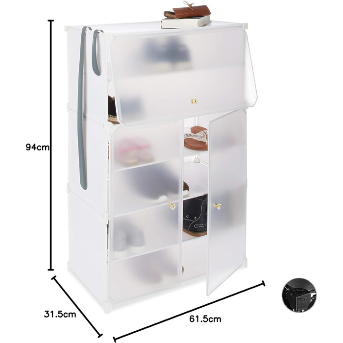 Relaxdays Schuhschrank, XL Steckregal, 6 Fächer, Türen, HBT 94x61,5x31,5 cm