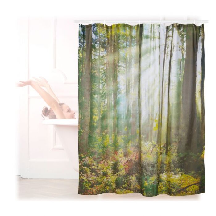 Relaxdays Duschvorhang Wald 180 x 180 cm