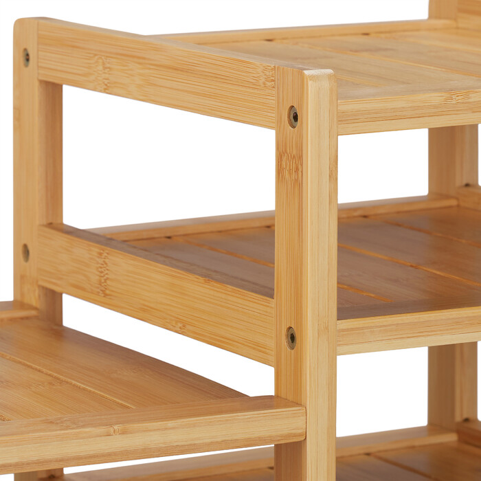Relaxdays Bambus Monitorständer mit 5 Ablagen