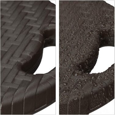 Relaxdays Klapphocker BASTIAN rund, 2 Stk. Faltbar, Kunststoff, Rattanoptik, Wetterfest HxBxT: 45 x 32,5 x 29 cm, braun