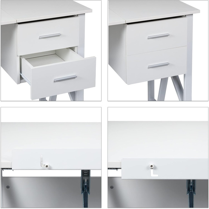 Relaxdays Schreibtisch neigbar, verstellbare Arbeitsfläche, Laptoptisch oder Zeichentisch, HBT 75x110x55cm, weiß