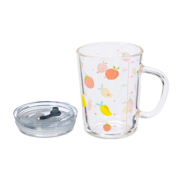 Relaxdays 2er Set Kindergläser mit Früchte-Motiv