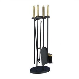 Relaxdays 5-teiliges Kaminbesteck schwarz/gold