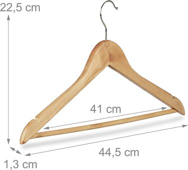 Relaxdays Kleiderbügel Set, 48 Hosenbügel aus Holz, Garderobenbügel, Haken 360° drehbar, HxB: 22,5x44,5cm, natur/silber