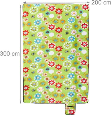Relaxdays XXL Picknickdecke, 200x300 cm, isoliert, wasserdicht, Blumen, Fleece Stranddecke, weich, mit Tragegriff, bunt 200x300 cm Bunt