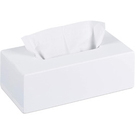 Relaxdays Tücherbox Bambus, Taschentuchbox mit Schiebeboden, Tissue Box für Taschentücher, HxBxT: 7,5 x 24 x 2 cm, weiß 0023252 (2)