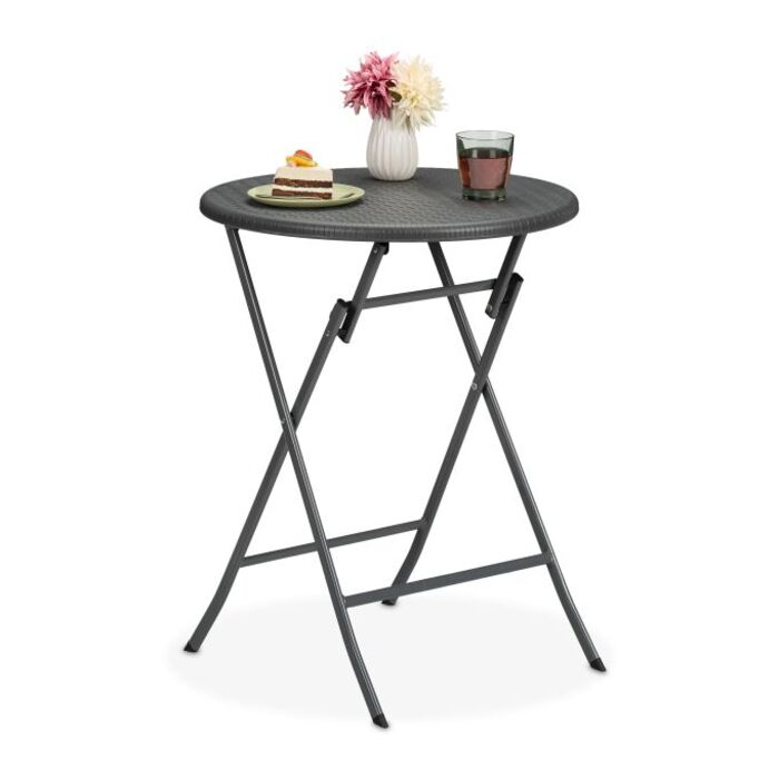 Relaxdays Runder Gartentisch in Rattan-Optik
