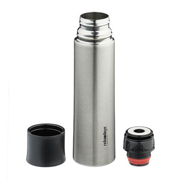 Relaxdays Trinkflasche Edelstahl 500 ml mit Becher