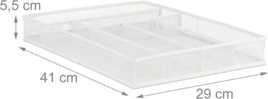 Relaxdays Besteckkasten Metall, Schubladenorganizer, 6 Fächer, HBT 5,5 x 29 x 41 cm, weiß