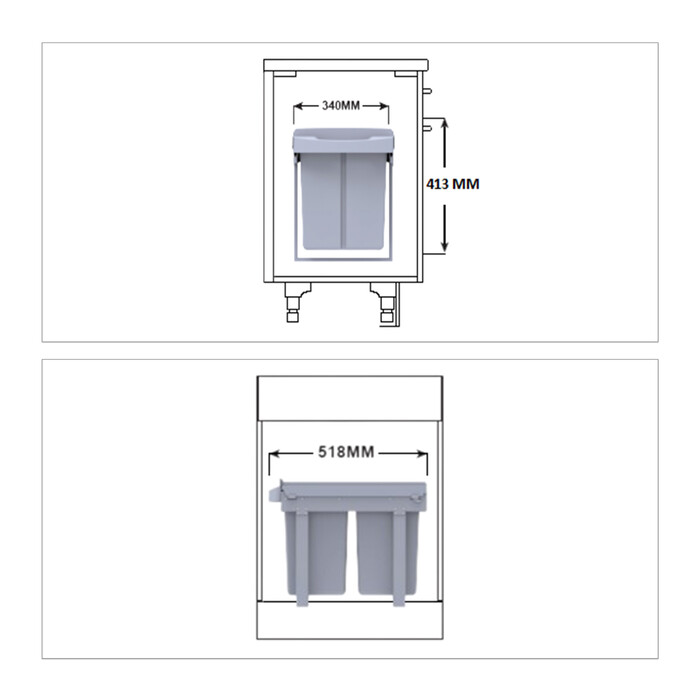 Relaxdays Einbaumülleimer 1x 20l & 2x 10l