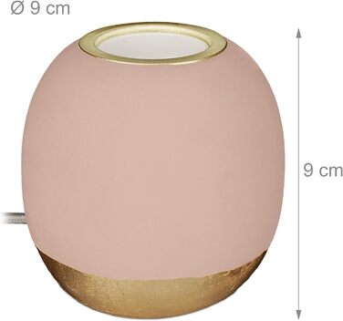 Relaxdays Dekoleuchte Beton, Tischlampe ohne Schirm, HxD 9 x 9 cm, E27 Fassung, langes Kabel, runde Betonlampe, (Rosa)