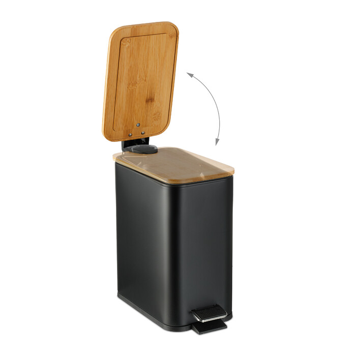 Relaxdays Bad Mülleimer 5 l mit Bambusdeckel