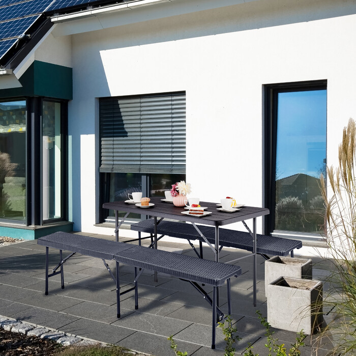 Relaxdays Eckiger Gartentisch in Holzoptik