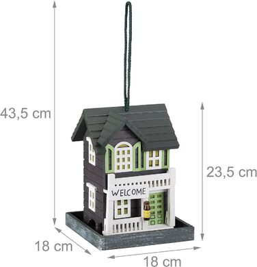 Relaxdays Vogelfutterhaus, Holz, HBT 23,5x18x18 cm