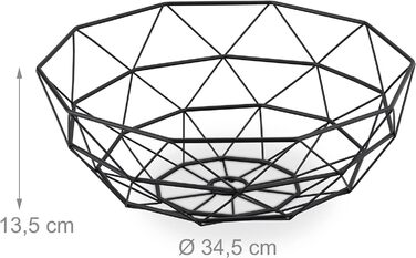Relaxdays Obstkorb Metall, eckig, HBT: 13,5x34,5 cm, Drahtkorb, modern, schwarz