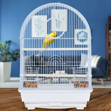 Relaxdays  Vogelkäfig mit Zubehör weiß