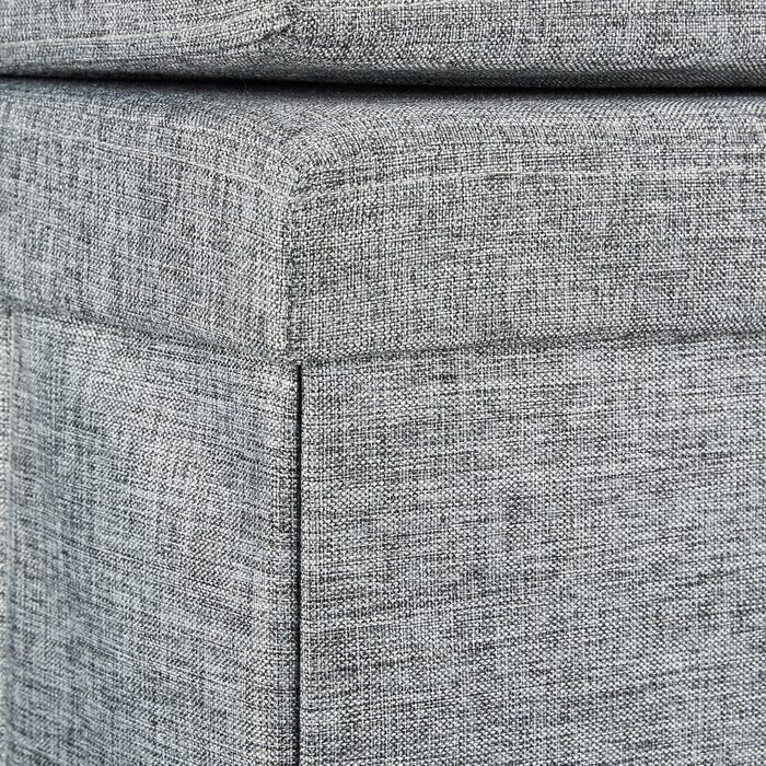 Relaxdays Faltbarer Sitzhocker mit Lehne, 73x76x38 cm, Sitzbank & Sitzcube, Leinen, Stauraum, grau