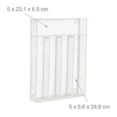 Relaxdays Besteckkasten Metall weiß