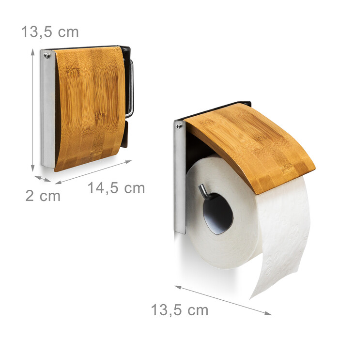 Relaxdays Toilettenpapierhalter Bambus