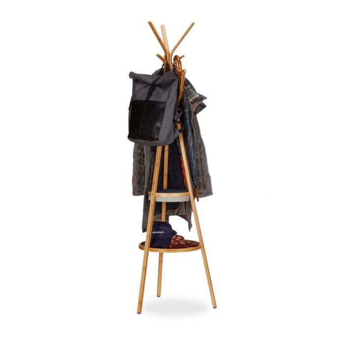 Relaxdays Bambus Garderobe mit Ablagen