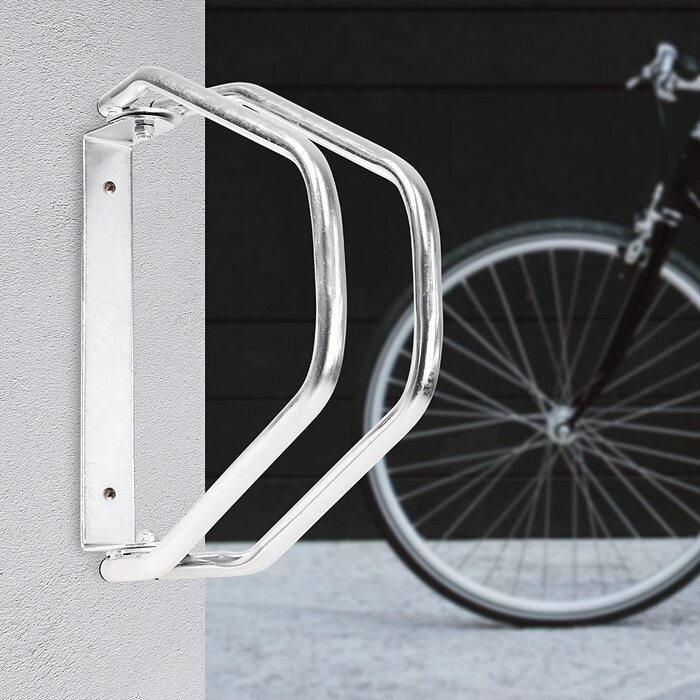 Relaxdays 4x Fahrradständer Set, Wandparker, verstellbar, HBT 32,5x9x28,5cm, Silber
