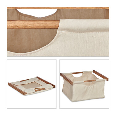 Relaxdays Badregal mit 3 Wäschekörben beige