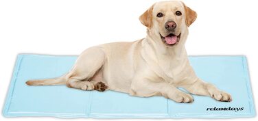 Relaxdays Kühlmatte Hund, 60 x 100 cm, selbstkühlende Hundematte, Gel, abwischbar, Kühlunterlage für Haustiere, hellblau