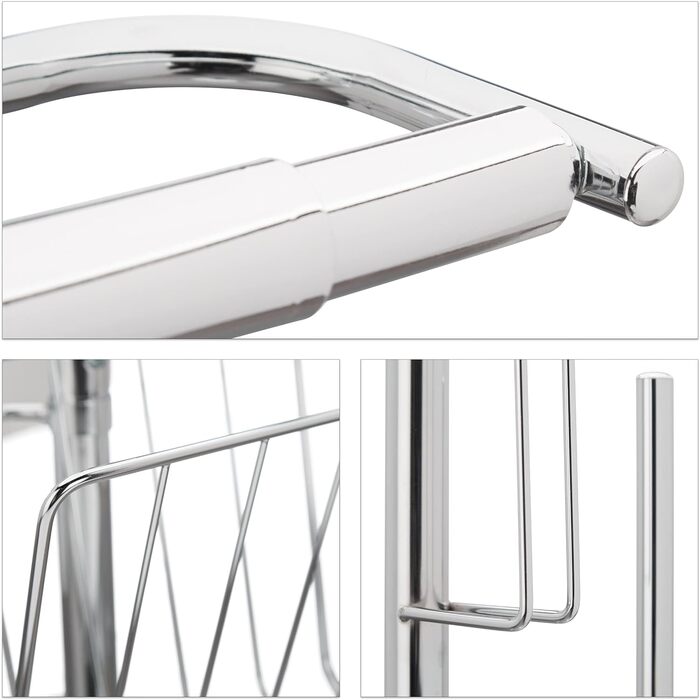 Relaxdays, Toilettenbürste, Bürstenhalter, Magazinhalter, HBT 69 x 30 x 22 cm, Silber WC Garnitur, Toilettenpapierhalter, 22 x 30 x 69 cm