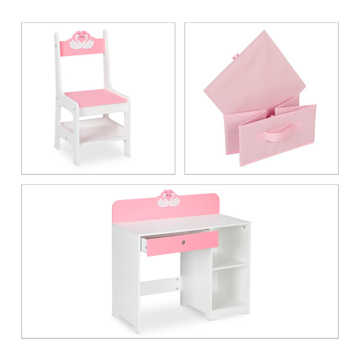 Relaxdays Kinder Schreibtisch und Stuhl Schwan