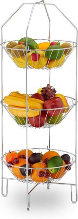 Relaxdays Obst Etagere 3-stöckig, XXL Obstkorb