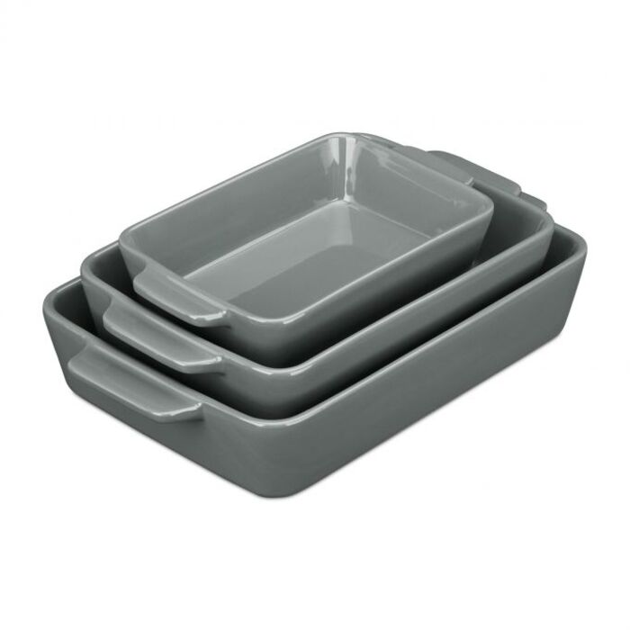 Relaxdays 3-tlg. Keramik Auflaufform Set grau