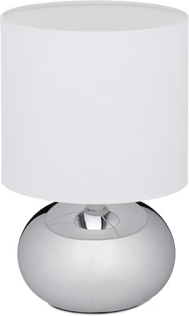 Relaxdays Touch-Nachttischlampe, dimmbar, 3 Stufen, E14, 28x18 cm, silber