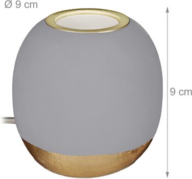Relaxdays Dekoleuchte Beton, Tischlampe ohne Schirm, HxD 9 x 9 cm, E27 Fassung, langes Kabel, runde Betonlampe, (Grau)