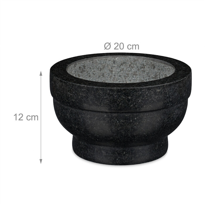 Relaxdays Granit Mörser mit Stößel 20 cm