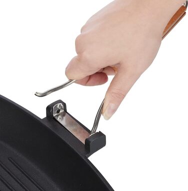 Relaxdays Grillpfanne, induktionsgeeignet, antihaftbeschichtet, klappbarer Griff, Aluminium Steakpfanne 29x29cm, schwarz