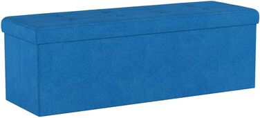 Relaxdays Faltbare Sitzbank XXL, Sitzcube mit Stauraum, Leinen, 38x114x38 cm, Blau