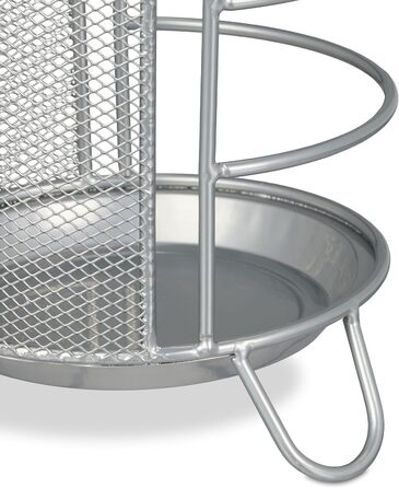 Relaxdays Metal Umbrella Stand, 44x16 cm, runder Schirmständer, modernes Design, Legierter Stahl (Silber)