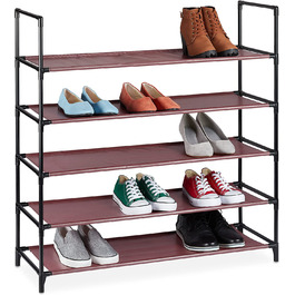 Relaxdays XL Schuhregal Stecksystem, 5 Ebenen, für 20 Paar Schuhe, Stoff Schuhständer, HxBxT: 90,5 x 87,5 x 30 cm, (Bordeaux)