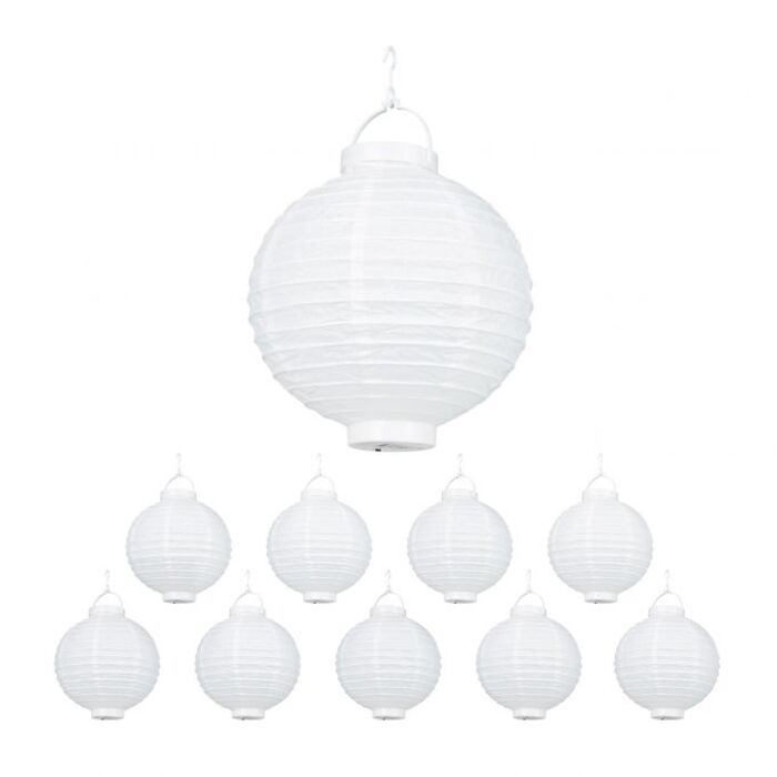 Relaxdays LED Lampions weiß 10 Stück