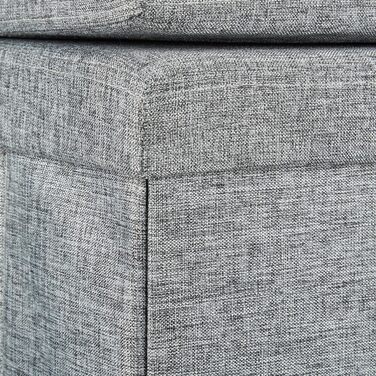 Relaxdays Faltbarer Sitzhocker mit Lehne, 73x76x38 cm, Sitzbank & Sitzcube, Leinen, Stauraum, grau