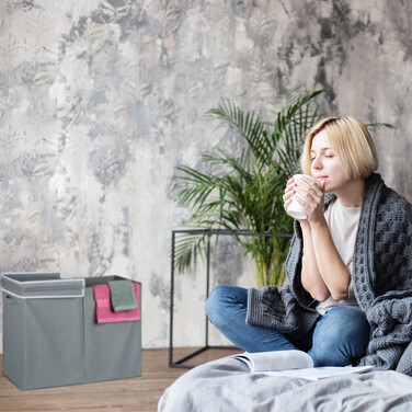 Relaxdays Wäschekorb mit Deckel 100 Liter